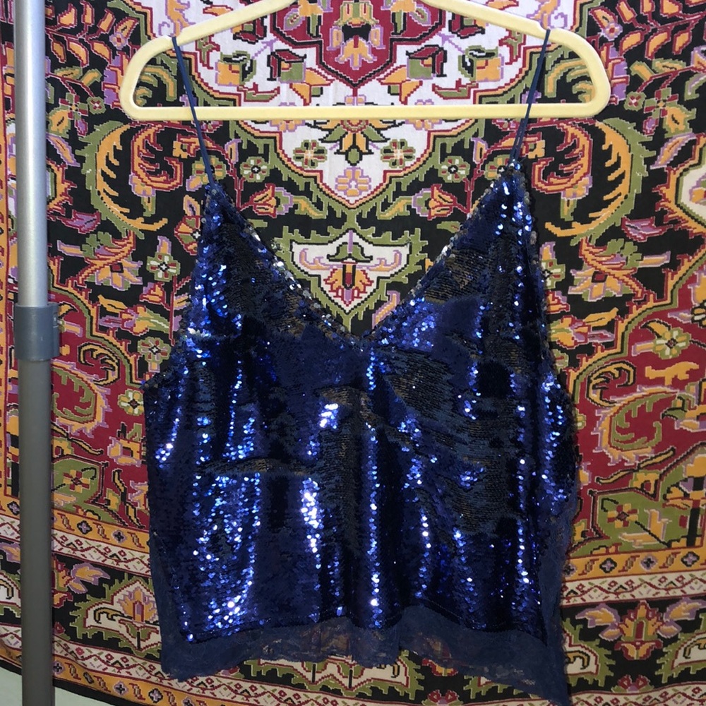 Free People Sequin Spaghetti Strap Top